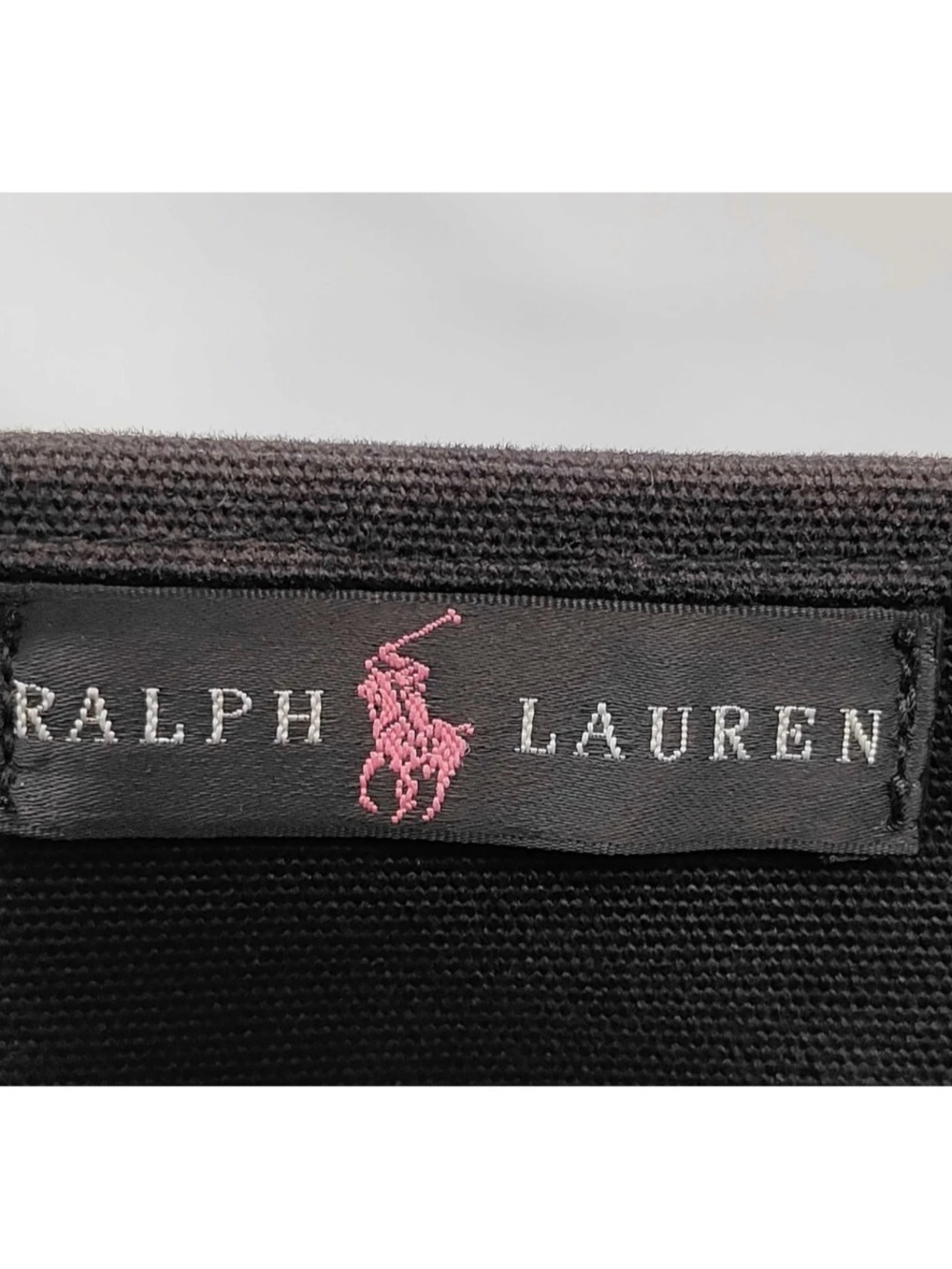 Ralph Lauren Black Canvas Tote with Pink Polo Emblem - Picture 2 of 9